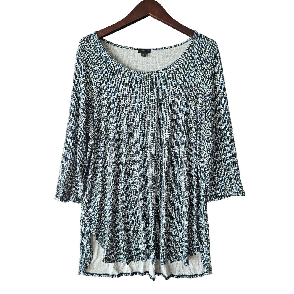 J.Jill Wearever Collection Scoop Neck Printed 3/4 Sleeve Tunic Top Size L